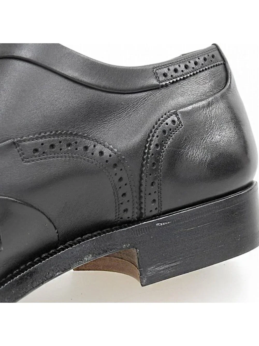 Louis Vuitton Wing Tip Dress Shoes Leather Black 8.5